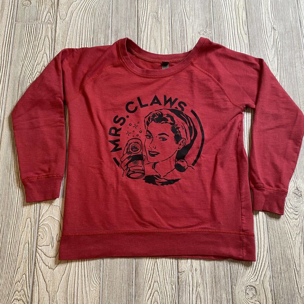White Claw Chistmas Mrs Claws LS TShirt Womens M Red Instant Message